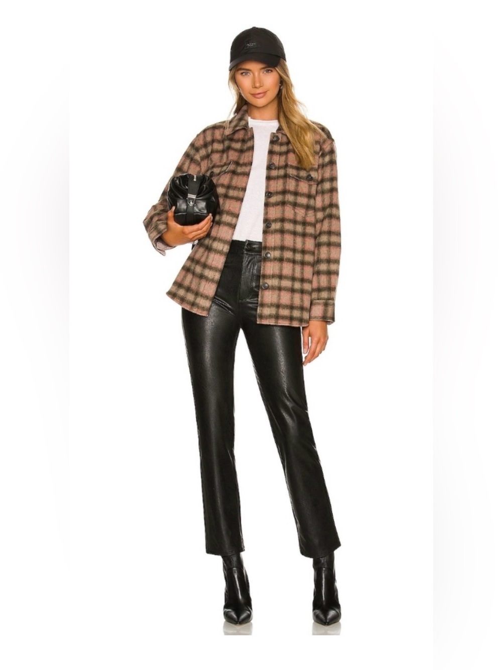 PAIGE Stella black straight faux leather pants 25